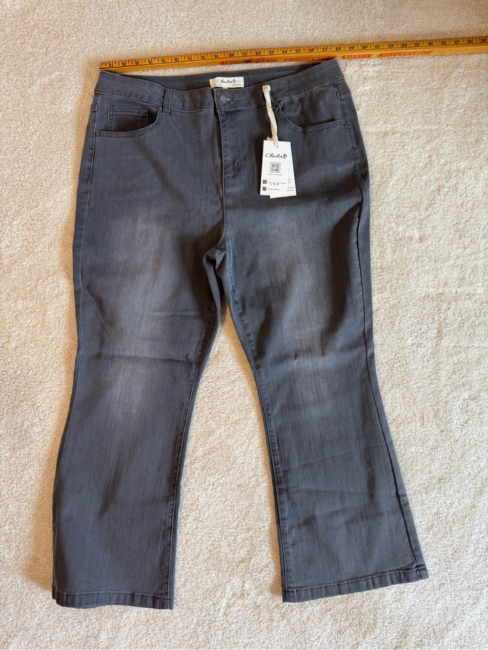 CHARLIE B Women's Dark Gray Flare Jeans